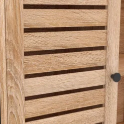 Buffet portes persiennes bois et métal noir
