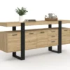 Buffet salon XXL 180 cm bois et noir 4 portes et 3 tiroirs