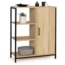 Buffet style industriel avec étagères et placard