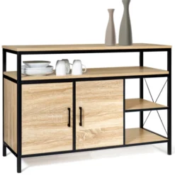 Buffet style industriel bois et métal noir 100 cm