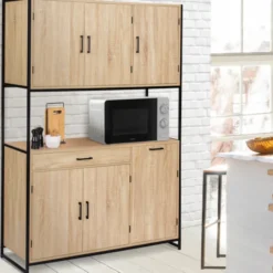 Buffet vaisselier industriel 120 cm 6 portes 1 tiroir