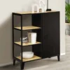 Buffet vestiaire métallique noir et plateaux bois