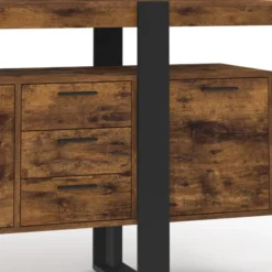 Buffet XXL bois et noir à l’effet vieilli de 180 cm avec 4 portes et 3 tiroirs