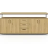 Buffet XXL bois et noir style industriel 180 cm 4 portes et tiroirs