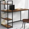 Bureau avec étagères style industriel effet bois vieilli