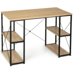 Bureau avec étagères style industriel en métal et bois
