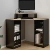 Bureau d'angle avec rangements noir et façon hêtre
