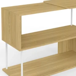 Bureau d'angle rotatif 180° métal blanc et bois