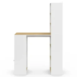 Bureau LUNG avec rangements blanc bois