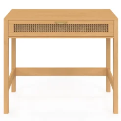 Bureau 1 tiroir bois et cannage 90*50