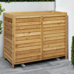 Cache climatiseur extérieur en bois naturel 95 x 50 x 80 cm