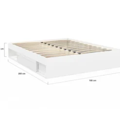 Cadre de lit avec rangements et sommier blanc