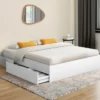 Cadre de lit double 140x190 blanc avec 4 tiroirs et sommier