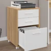 Caisson de bureau bois et blanc avec 3 tiroirs