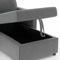 Canapé avec méridienne convertible en tissu gris anthracite