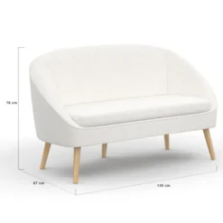 Canapé banquette tissu bouclette blanc
