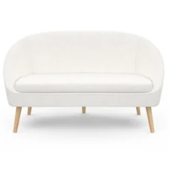 Canapé banquette tissu bouclette blanc