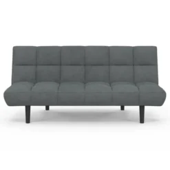 Canapé clic clac 3 places capitonné SALOME en tissu gris anthracite