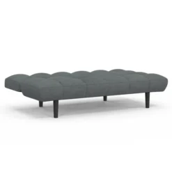 Canapé clic clac 3 places capitonné SALOME en tissu gris anthracite