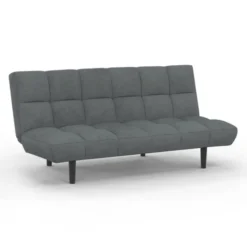 Canapé clic clac 3 places capitonné SALOME en tissu gris anthracite