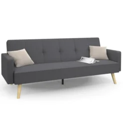 Canapé droit convertible 3 places gris