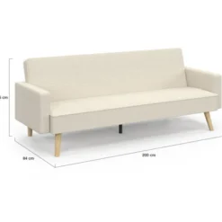 Canapé droit scandinave 3 places convertible velours côtelé beige