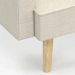 Canapé droit scandinave 3 places convertible velours côtelé beige