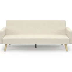 Canapé droit scandinave 3 places convertible velours côtelé beige
