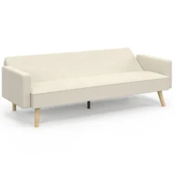 Canapé droit scandinave 3 places convertible velours côtelé beige