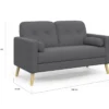 Canapé droit scandinave 2 places en tissu gris anthracite