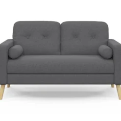 Canapé droit scandinave 2 places en tissu gris anthracite