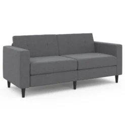 Canapé fixe moderne 3 places 180 cm en tissu gris anthracite