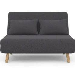 Canapé lit convertible 2 places 120x190cm tissu gris anthracite