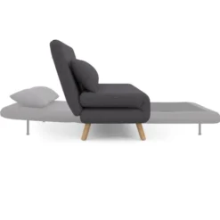 Canapé lit convertible 2 places 120x190cm tissu gris anthracite