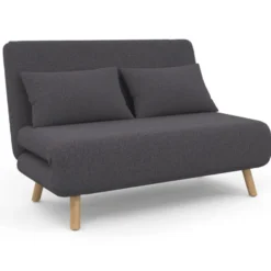 Canapé lit convertible 2 places 120x190cm tissu gris anthracite