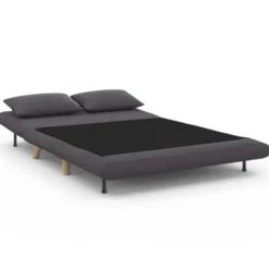 Canapé lit convertible 2 places 120x190cm tissu gris anthracite