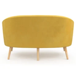 Canapé velours jaune rétro chic pieds en bois