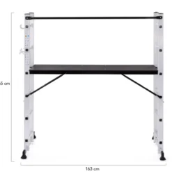 Échafaudage aluminium plateforme modulable avec échelle multifonction, sur roues, 165 cm