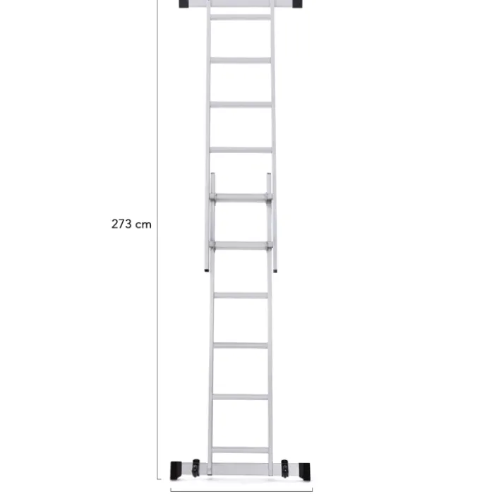 Échafaudage aluminium plateforme modulable avec échelle multifonction, sur roues, 165 cm