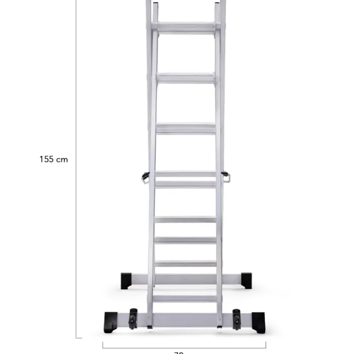 Échafaudage aluminium plateforme modulable avec échelle multifonction, sur roues, 165 cm