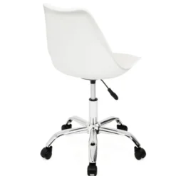 Chaise de bureau scandinave blanche à roulettes