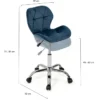 Chaise de bureau velours bleu à roulettes