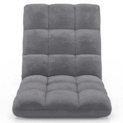 Chaise de sol pliante 15 positions en velours gris anthracite