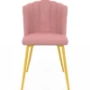 Chaises coquillage rose en velours et pieds dorés