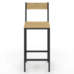 Chaises de bar industrielles métal et bois avec dossier x4