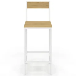 Chaises de bar industrielles métal et bois avec dossier x4