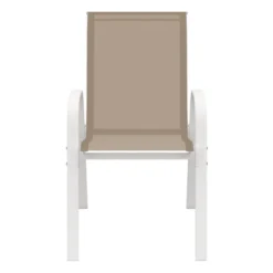 6 chaises de jardin blanc et beige empilables en métal et textilène