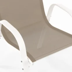 6 chaises de jardin blanc et beige empilables en métal et textilène