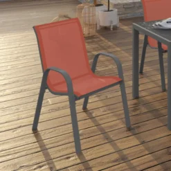 Chaises de jardin empilables terracotta - lot de 6