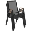 Chaises de jardin empilables noir et bois métal et textilène